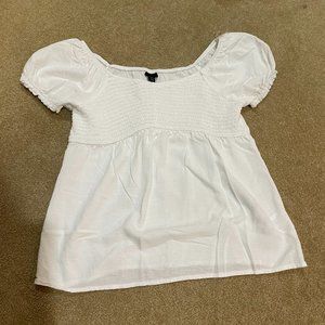 Art Class White Ruffled Top with Poof sleeves Size 10/12